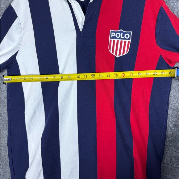 VTG Ralph Lauren Rugby Polo K Swiss Shirt Large Red Blue Block Stadium RLPC 90s - Picture 5 of 11